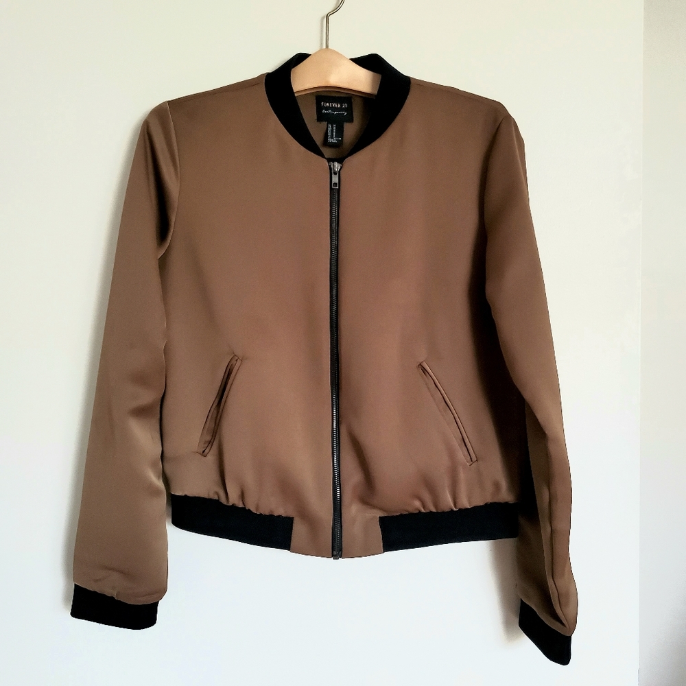 F21 satin bomber